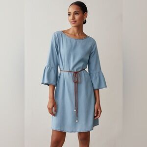 Twik Light Blue denim bell Sleeve Dress